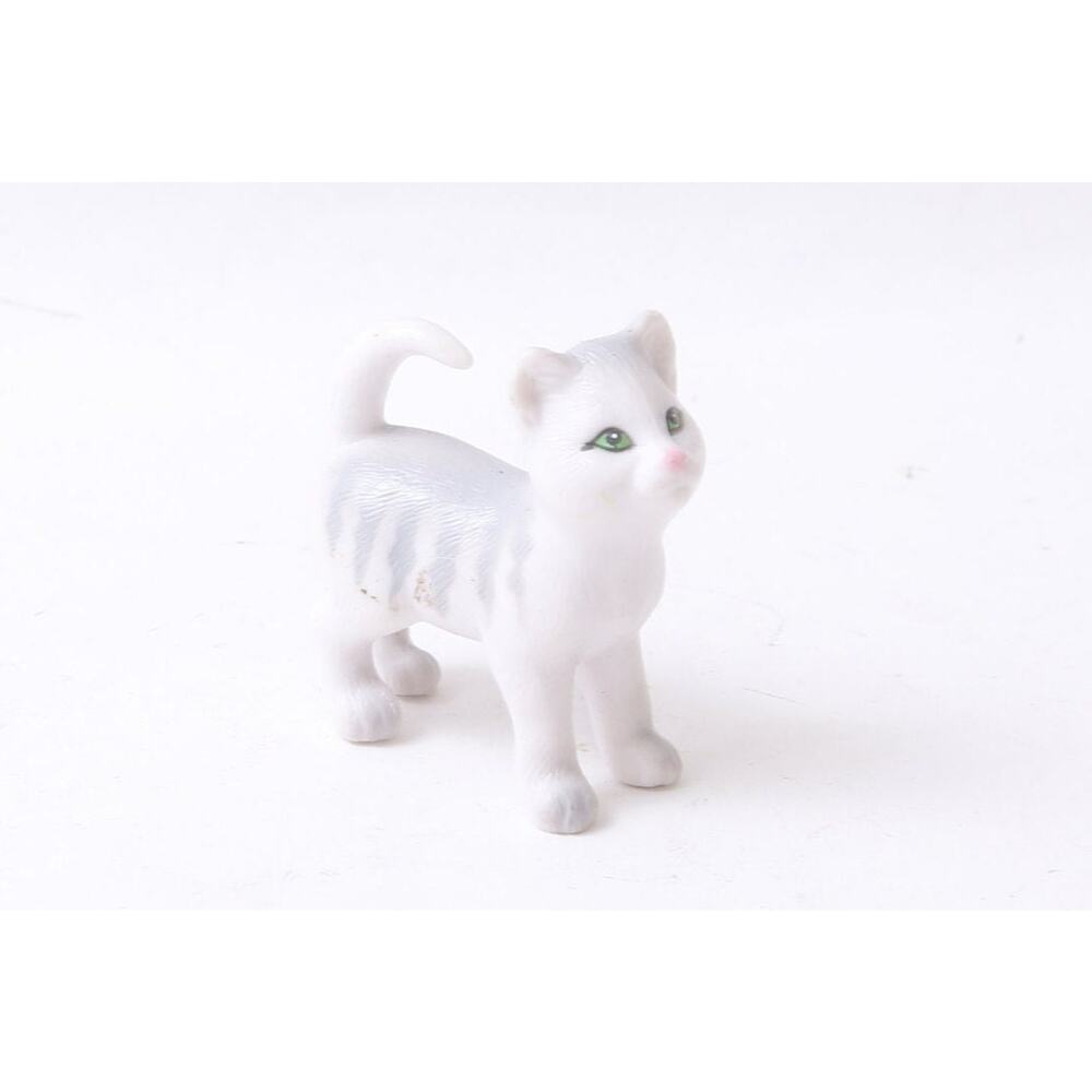 Little Kitten, 1 3/4", PVC Figure, Striped, White Gray, Tiny Figurine, Adorable,